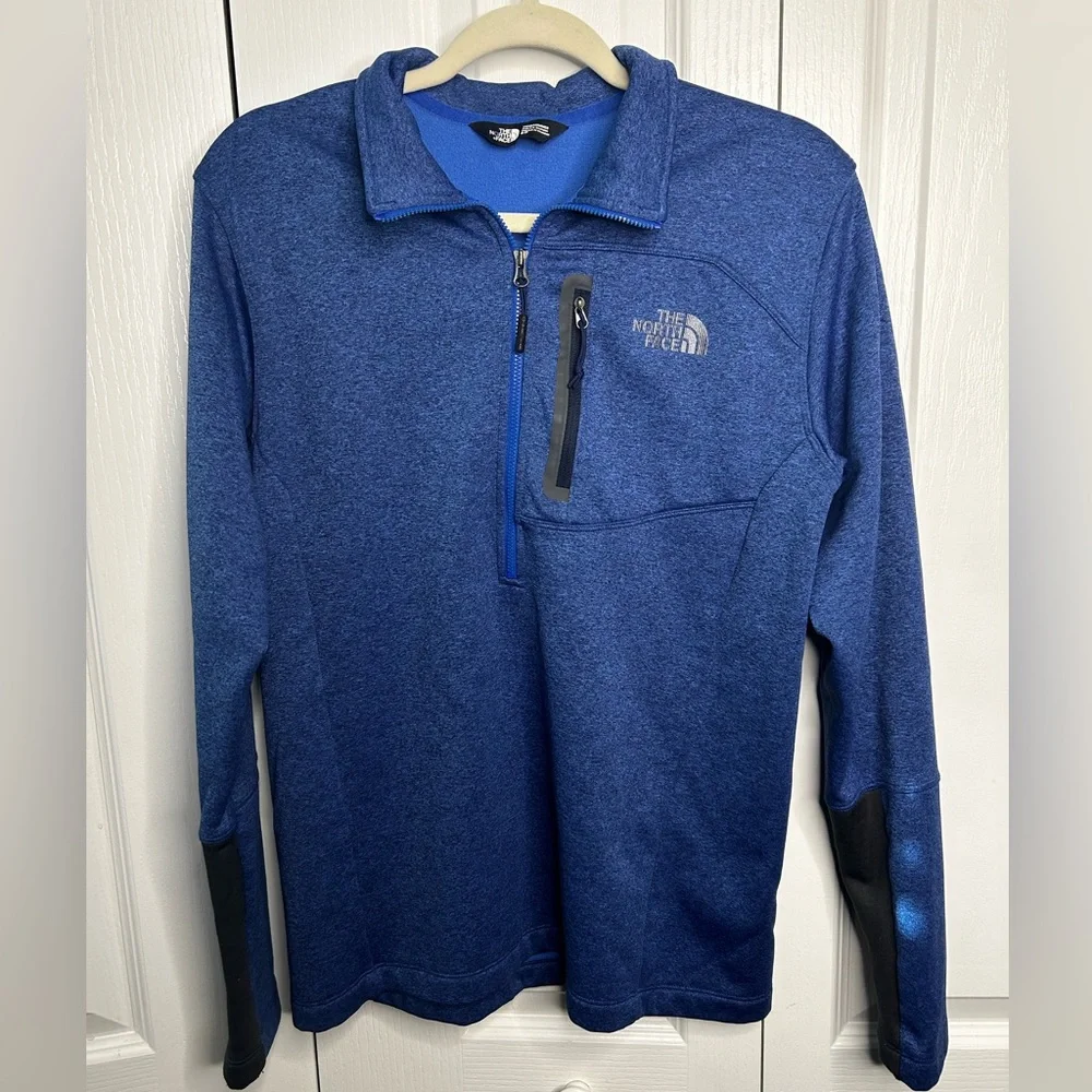North Face Mens Small Blue 1/2 Zip Fleece‎ Long Sleeve Running Outdoor Pullover